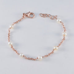 Violet Elegant White Chain Bracelet with Pearl Accents