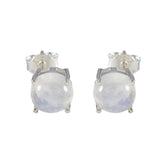 Lourdes Elegant White Gemstone Earrings for Glam Looks Rainbow Moonstone White Stud