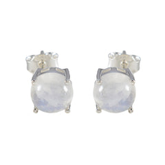 Lourdes Elegant White Gemstone Earrings for Glam Looks Rainbow Moonstone White Stud