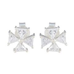 Audrey Elegant White Stud Earrings for Everyday Glam Cubic Zirconia White Stud