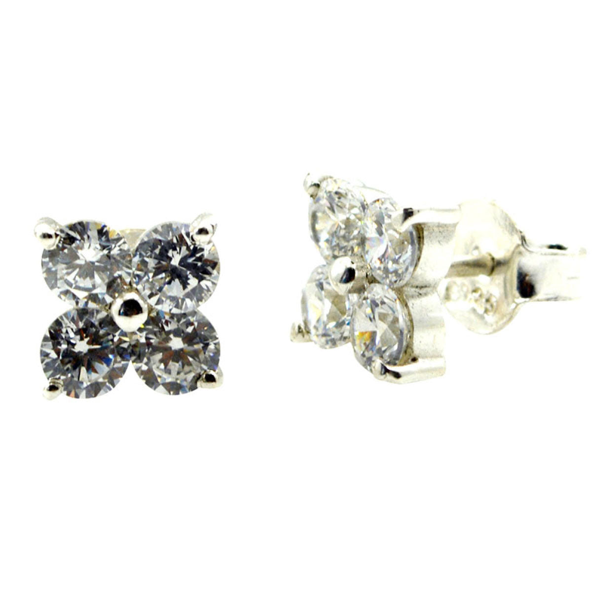 Isabel Elegant White Stud Earrings for Glam Looks Cubic Zirconia White Stud