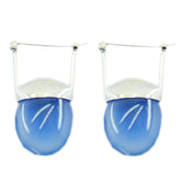 Elena Blue Solitaire Earrings - Stunning Everyday Glam Blue Chalcedony Blue Dangle