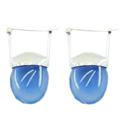Elena Blue Solitaire Earrings - Stunning Everyday Glam Blue Chalcedony Blue Dangle