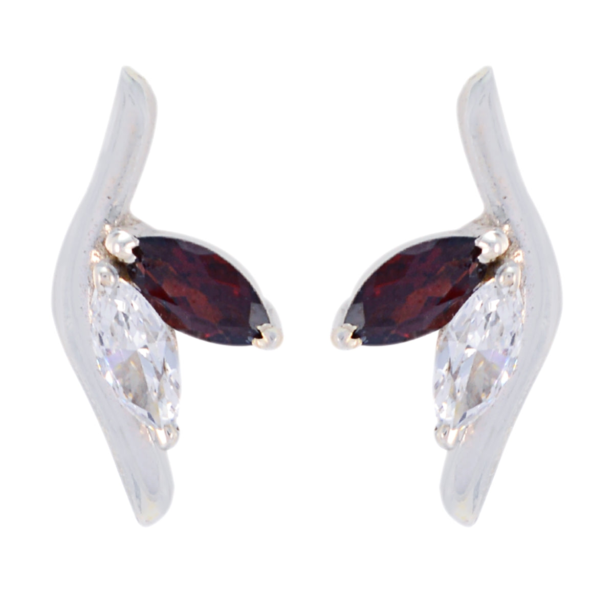 Elena Red Stud Earrings for Everyday Glamour Garnet Red Stud