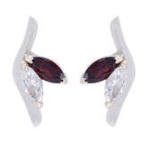 Elena Red Stud Earrings for Everyday Glamour Garnet Red Stud