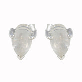 Elena White Solitaire Stud Earrings for Everyday Glam Rainbow Moonstone White Stud