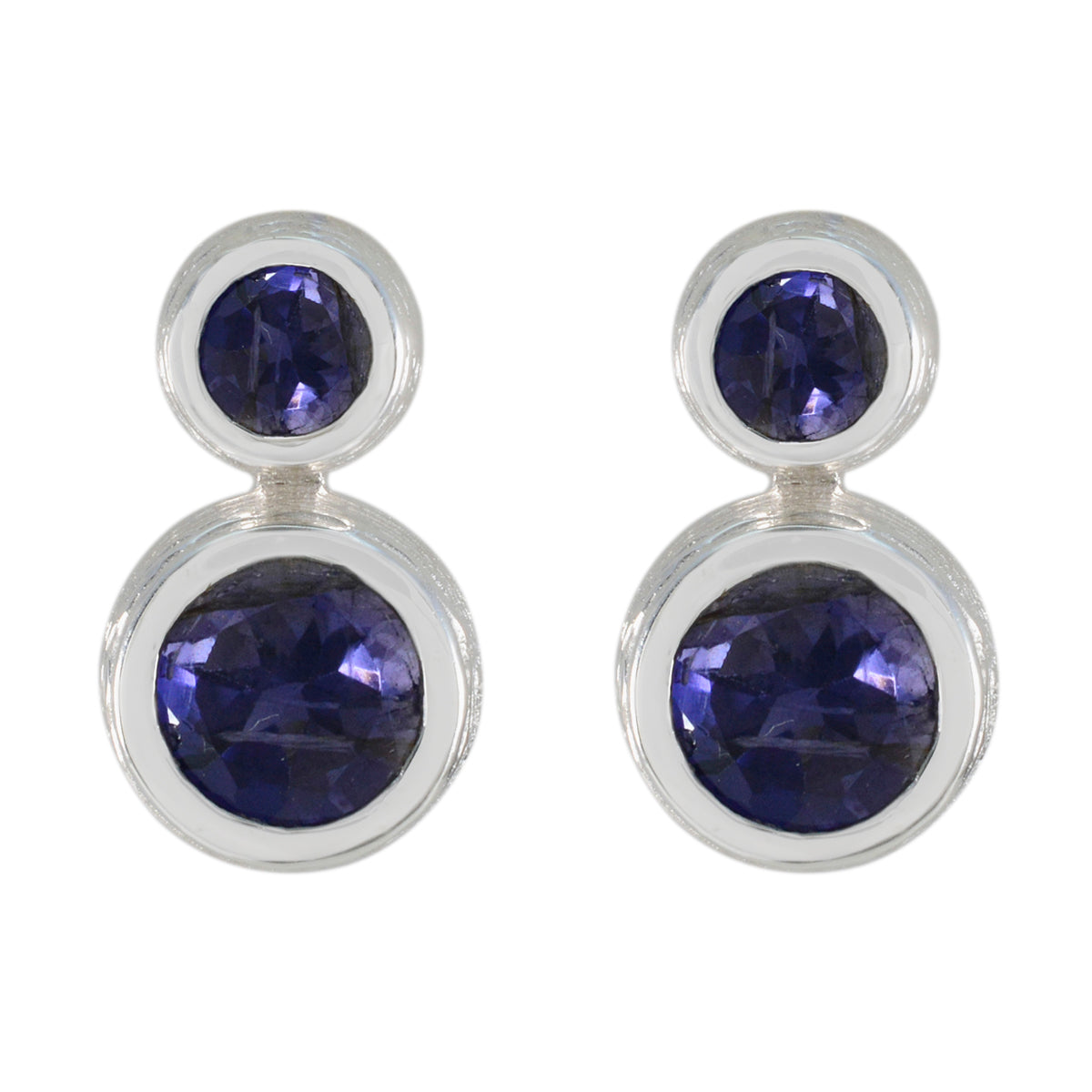 Eliza Blue Stud Earrings - Elegant Gemstone Jewelry Iolite Blue Stud