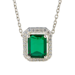 Yasmin Emerald Green Pendant Necklace Glam Jewelry Emerald CZ Green Green