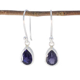 Emi Blue Solitaire Earrings for Everyday Elegance Iolite Blue Dangle