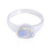 Emilia Fairytale White Solitaire Ring Rainbow Moonstone White