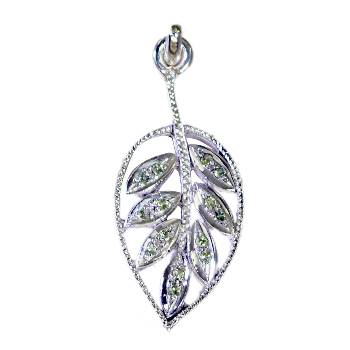 Emilia Leaf Pendant with Sparkling Gemstone Accents Peridot Green Green
