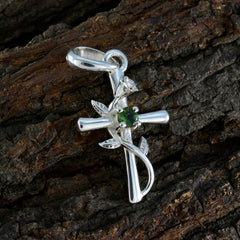 Emilia Multicolor Pendant Silver Floral Cross Design