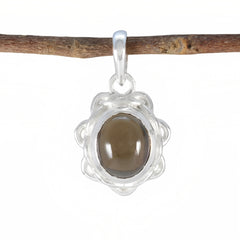 Emily Brown Gemstone Necklace Pendant in Sterling Silver Smoky Quartz Brown Brown