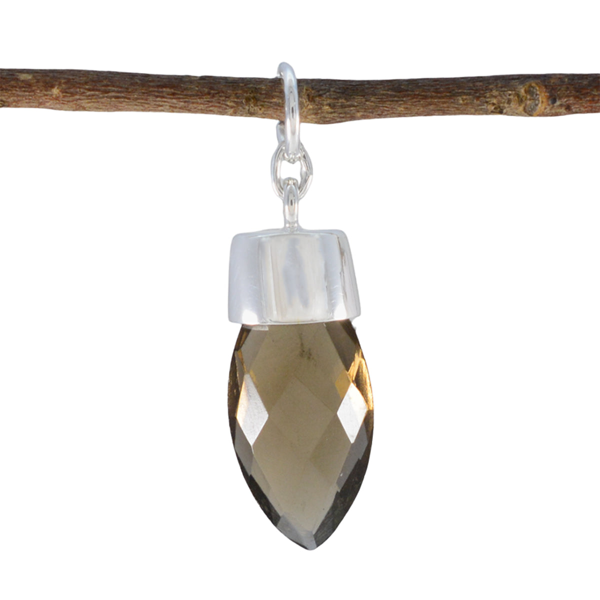 Emma Brown Dainty Pendant with Faceted Gemstone Charm Smoky Quartz Brown Brown