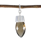 Emma Brown Dainty Pendant with Faceted Gemstone Charm Smoky Quartz Brown Brown