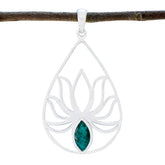 Emma Dainty Jewelry India Lotus Pendant with Gemstone Indian Emerald Green Green