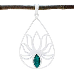 Emma Dainty Jewelry India Lotus Pendant with Gemstone Indian Emerald Green Green