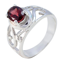 Emma Filigree Red Solitaire Ring with Sterling Silver