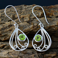 Emma Green Dainty Earrings in Silver with Gemstone Charm