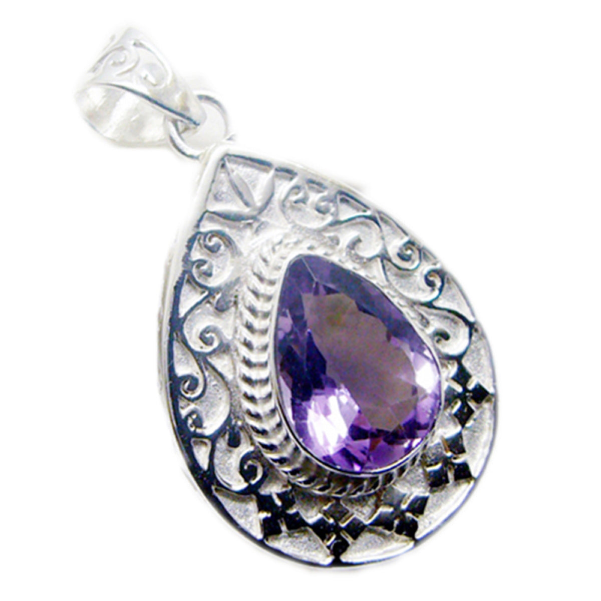 Clara Essential Gemstone Pendant with Intricate Design Amethyst Purple Purple