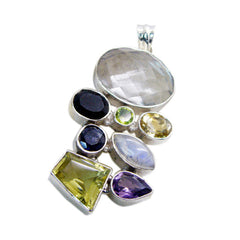 Emily Ethnic Chunky Pendant Jewelry with Colorful Gems