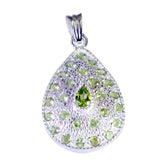 Eva Green Heart Pendant with Sparkling Gemstones Peridot Green Green