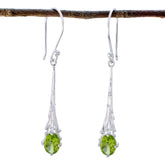 Eva Green Solitaire Earrings with Elegant Design Peridot Green Dangle