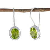 Eva Green Solitaire Earrings - Stunning Gemstone Design Peridot Green Dangle