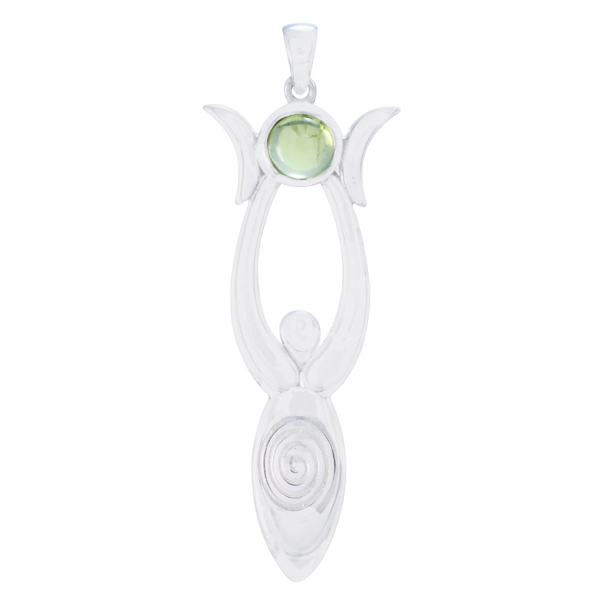 Eva Green Tiny Pendant with Gemstone Silver Charm Peridot Green Green