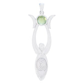 Eva Green Tiny Pendant with Gemstone Silver Charm Peridot Green Green