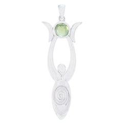 Eva Green Tiny Pendant with Gemstone Silver Charm Peridot Green Green