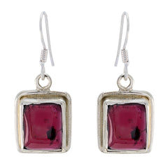 Eva Red Solitaire Earrings - Stunning Gemstone Design Garnet Red Dangle