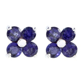 Evelyn Blue Stud Earrings for Everyday Glam Iolite Blue Stud