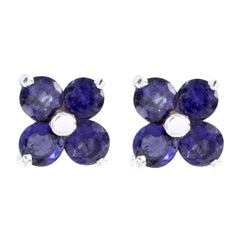 Evelyn Blue Stud Earrings for Everyday Glam Iolite Blue Stud