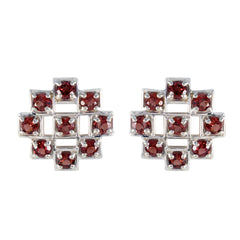 Evelyn Red Stud Earrings for Vibrant Everyday Style Garnet Red Stud