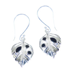 Chen Everyday Glam Earrings with Leaf Design Black Onyx Black Dangle