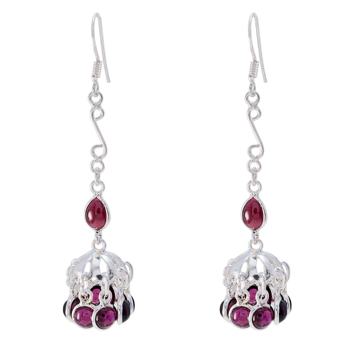 Emilia Eye-Catching Multiple Dangle Earrings Garnet Red Dangle