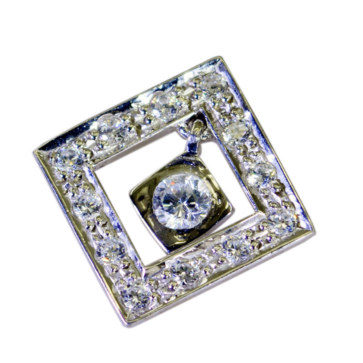 Araya Square Pendant with Gemstone - Eye-Catching Valentine Gift Jewelry White CZ White White