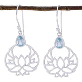 Li Lee Fashion Dangle Earrings India - Lotus Design Blue topaz Blue Dangle