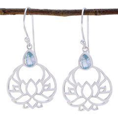 Li Lee Fashion Dangle Earrings India - Lotus Design Blue topaz Blue Dangle