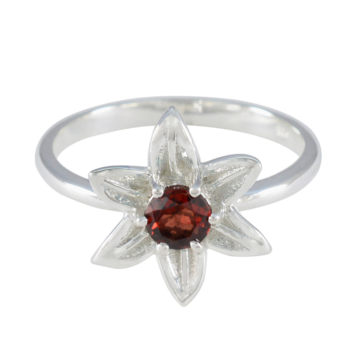 Zazlle Fashion Jewelry Red Ring with Flower Design Garnet Red