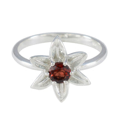 Zazlle Fashion Jewelry Red Ring with Flower Design Garnet Red