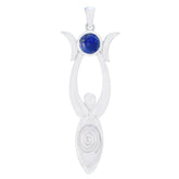 Emily Fashion Statement Pendant with Gemstone Accent Lapis Lazuli Blue Blue