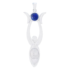 Emily Fashion Statement Pendant with Gemstone Accent Lapis Lazuli Blue Blue