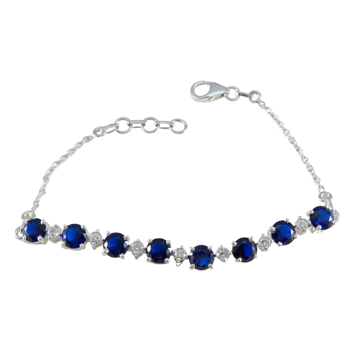 Yasmin Featherlight Blue Tennis Bracelet - Elegant Sparkle Blue Supphire CZ Blue