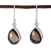 Isabella Featherlight Dangle Earrings with Gemstone Smoky Quartz Brown Dangle