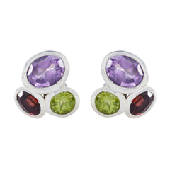 Nella Featherlight Earrings India with Vibrant Gemstones Multi multicolor Stud