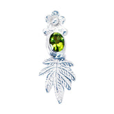 Alice Featherlight Green Pendant with Silver Leaf Design Peridot Green Green