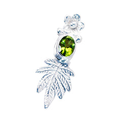 Alice Featherlight Green Pendant with Silver Leaf Design