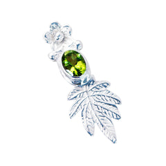 Alice Featherlight Green Pendant with Silver Leaf Design